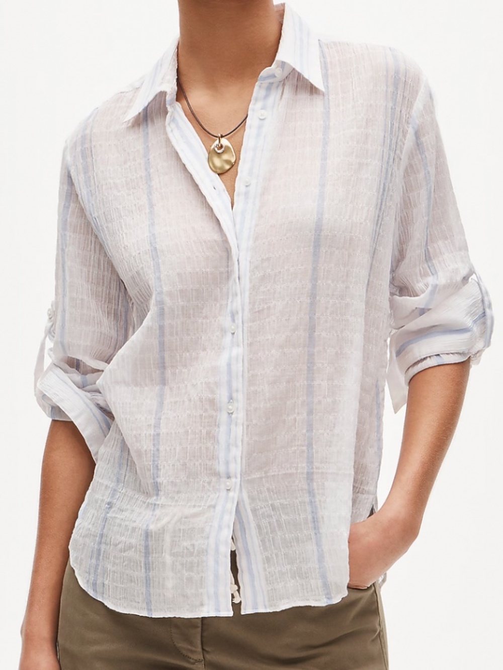 J. Crew | Jules classic-fit button-up shirt in striped textured gauze